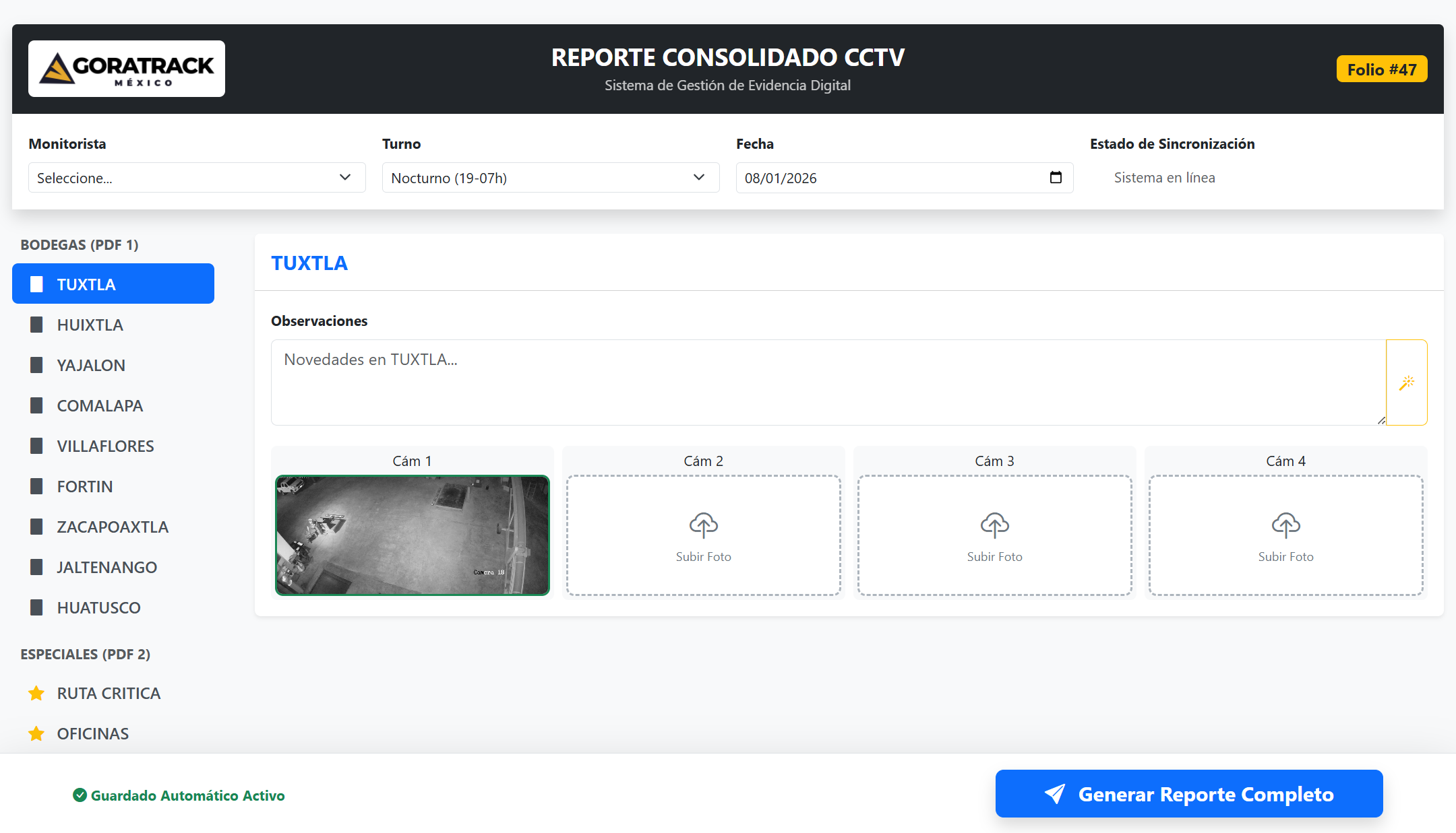 Dashboard de Reporteador CCTV con IA