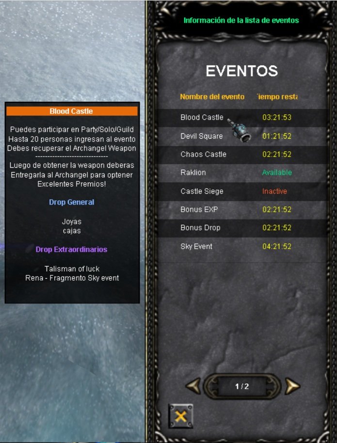 Panel de Eventos Tecla H - MU KRASUS