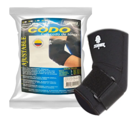 SPT CODO CON CODO TENISTA T L KR KROMIA  x 1 Órtesis diseñada para proporcionar soporte y compresión en la zona del codo, ayudando en el tratamiento de epicondilitis (codo de tenista) y epitrocleitis (codo de golfista). Fabricada en neopreno mic