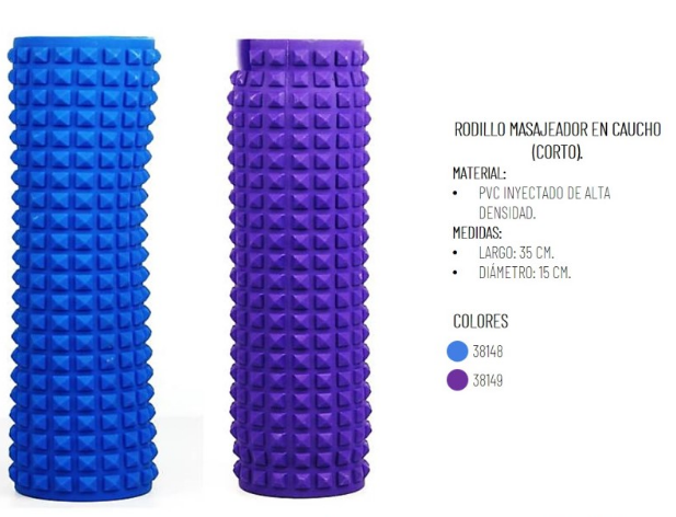 071619 RODILLO DE PUAS PARA MASAJE INFLABLE LARGO FL17-034 Sport Fitness Individual x 1 Diseñado para mejorar la recuperación muscular y la movilidad, este rodillo masajeador proporciona alivio en músculos tensos mediante la liberación miofascial. Ideal para antes y después del entrenami