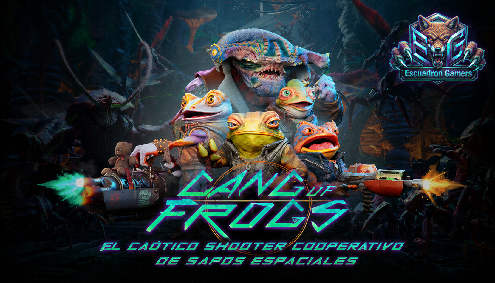 Gang of Frogs: El caótico shooter cooperativo de sapos espaciales