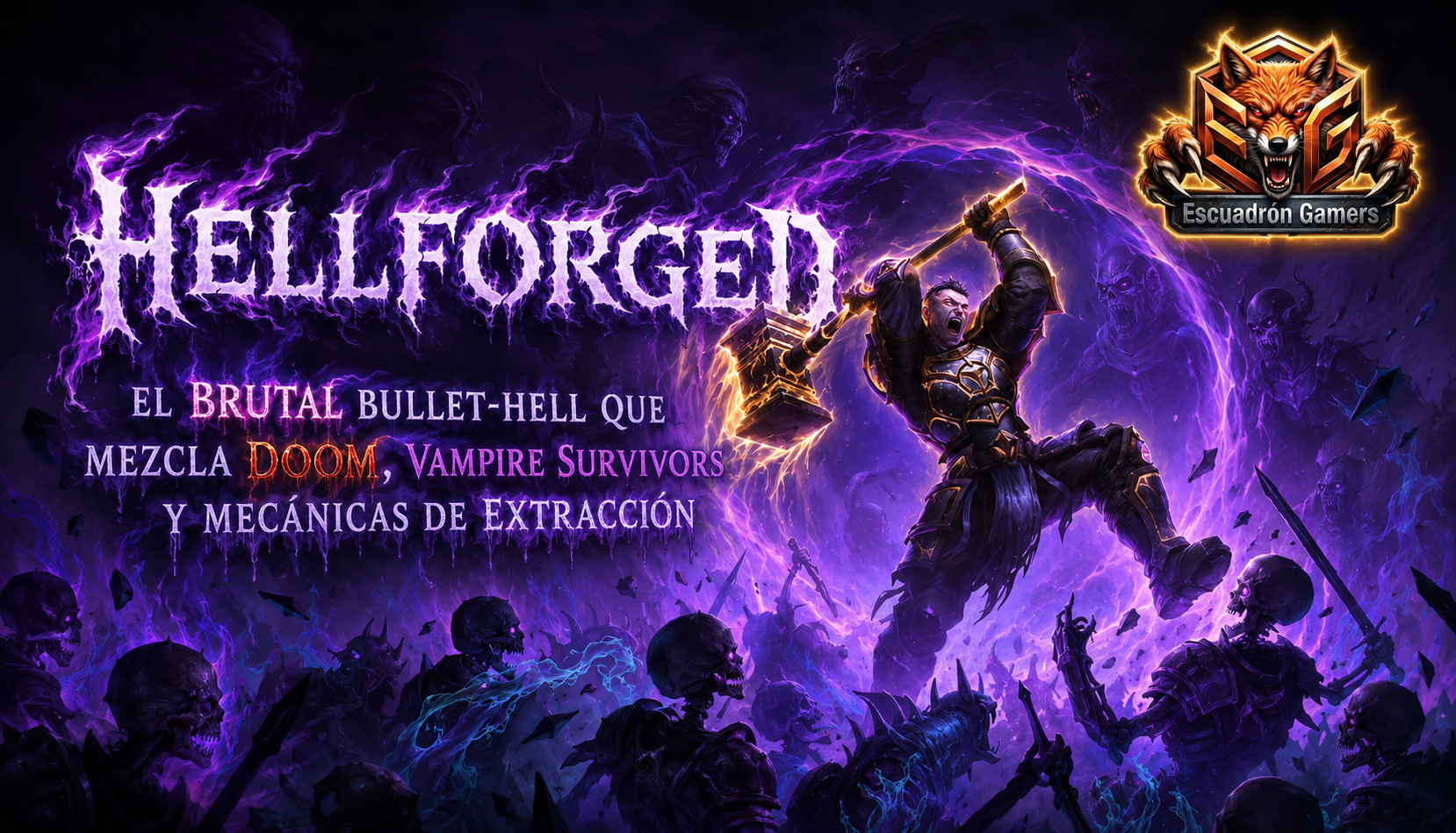 Hellforged: El brutal bullet-hell que mezcla DOOM, Vampire Survivors y mecánicas de extracción