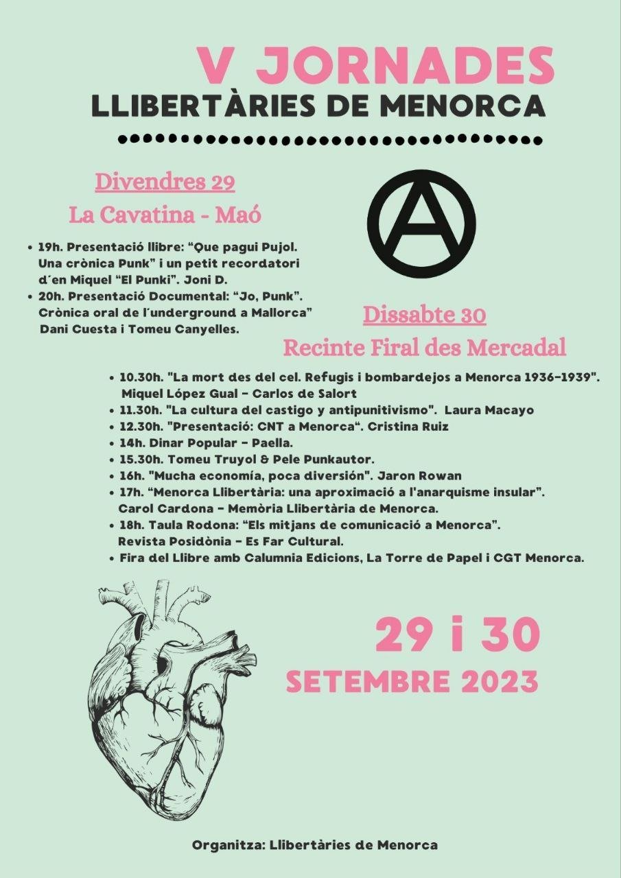 V Jornades Llibertàries de Menorca (29 i 30 de setembre)