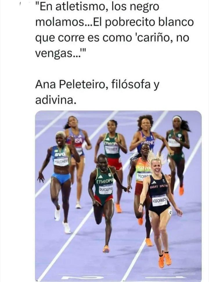 Diosa nordica disfrazada de guiri gana los 800 metros humillando a negras