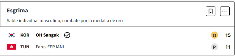 Oh Sanguk de Corea del Sur subió a lo más alto del podio olímpico al adjudicarse la medalla de oro en sable masculin 1Ek8CK9