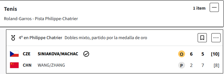  Katerina Siniakova y Tomas Machac de Chequia, ganan el oro en dobles mixtos en tenis de los Juegos Olimpicos Paris 2024 H4glesf