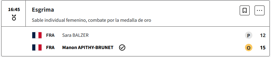 La Francesa Manon Apithy-Brunet aseguró el oro en Esgrima por la competencia de sable femenino en los Juegos Olimpico Paris 2024 KBIF1yL