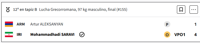 Mohammadhadi Saravi, de Irán, gana el oro en lucha grecorromana 97kg. masculino en los Juegos Olimpicos Paris 2024 U7S0z9u