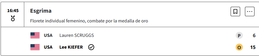 Lee Kiefer de Estados Unidos se ha coronado campeona en la final de florete individual femenino en los Juegos Olímpicos de París 2024 VsJDtIB